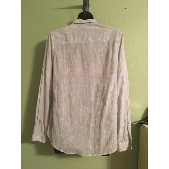 J McLaughlin Womens Top Size 6 Button Down Shirt Blue White Beige Long Sleeve - Picture 4 of 7